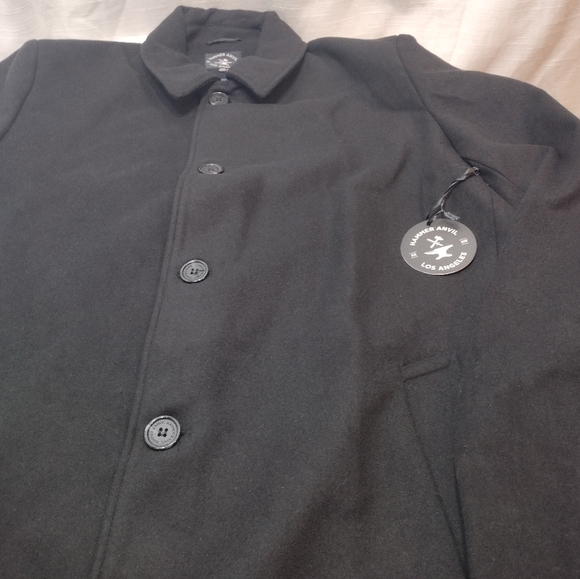 Hammer Anvil Los Angeles Black Wool Blend Over Coat - Picture 15 of 16